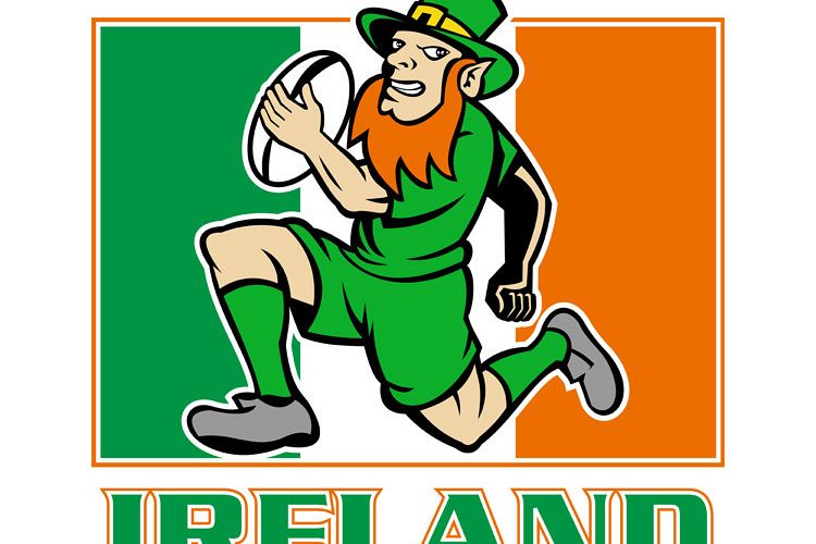 Irish leprechaun rugby player Ireland flag example image 1