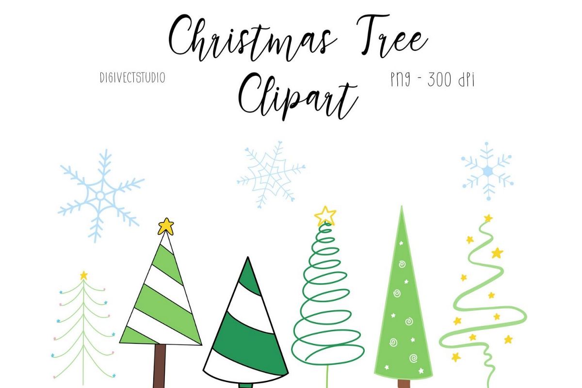Christmas Tree Clipart- Digital Scrapbooking Elements example image 1