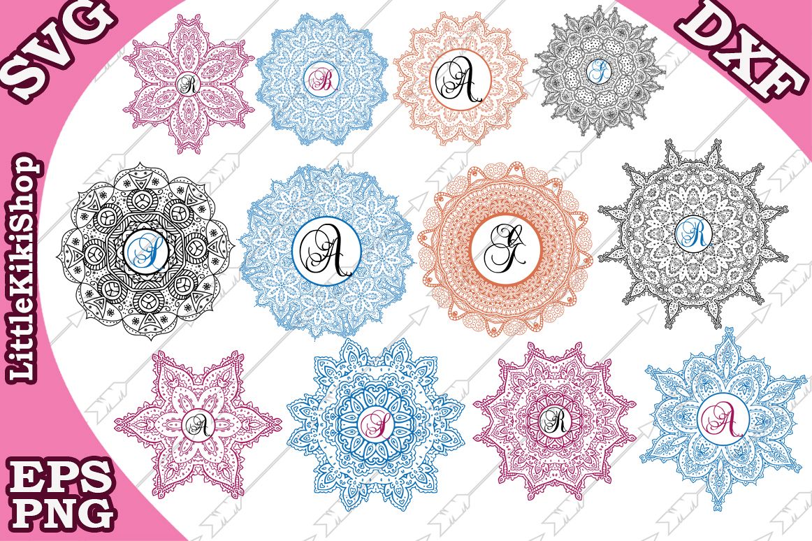Mandala Monogram Svg, Mandala Svg, Mandala Bundle Svg example image 1