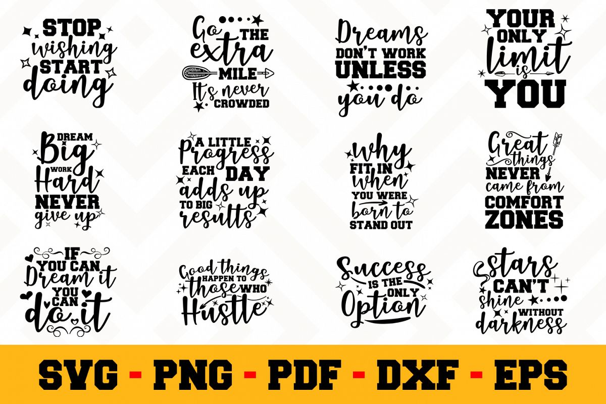 Motivation 12 Designs Pack | Motivational SVG Bundle example image 1