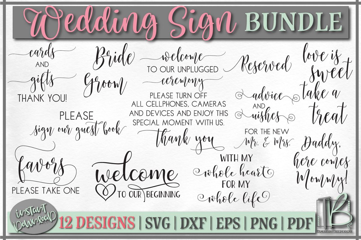 Wedding SVG Bundle, Wedding Cut Files, Wedding Sign SVG
