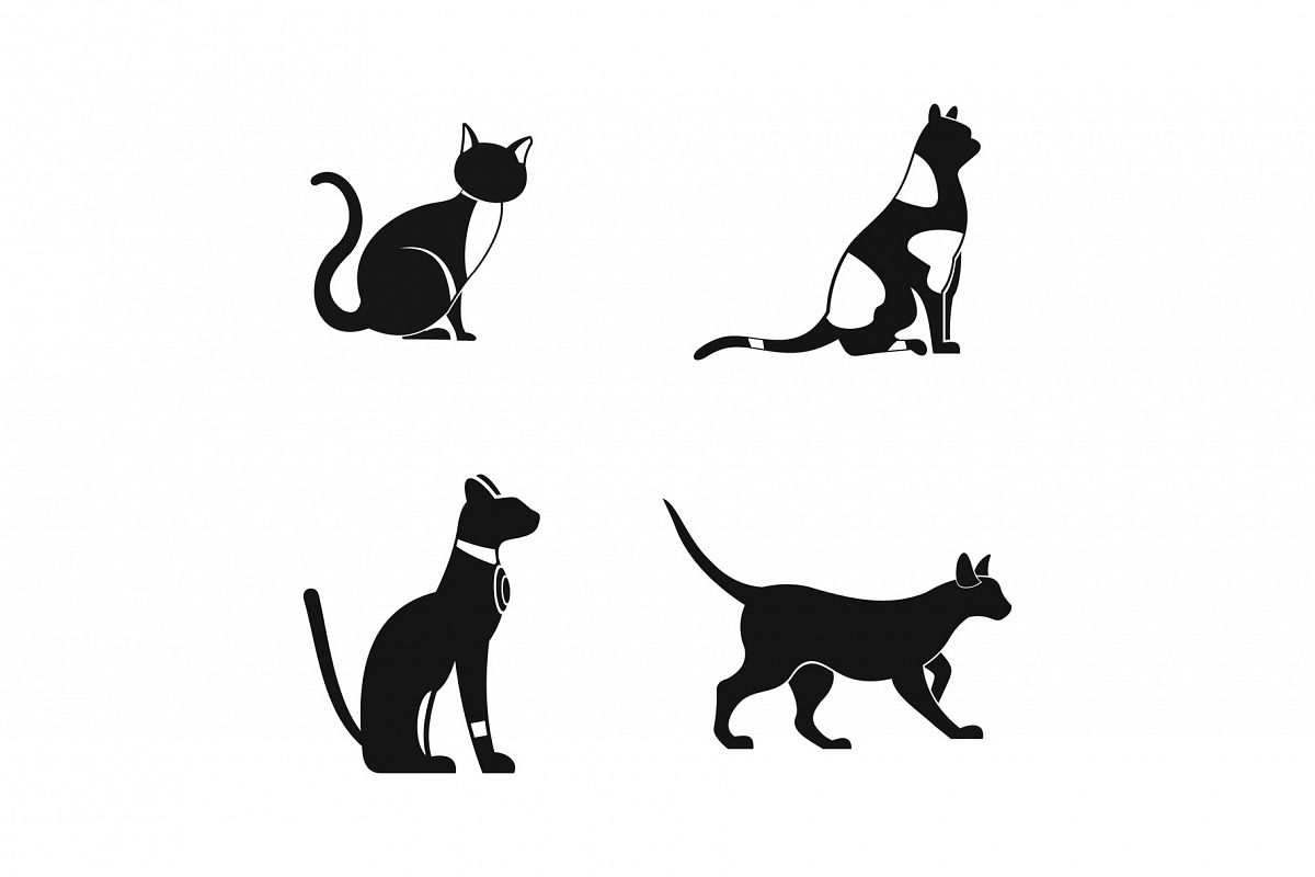 Cat icon set, simple style example image 1