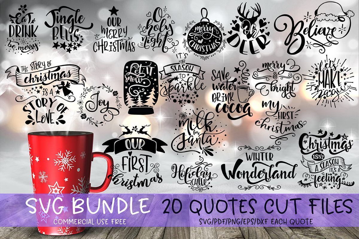 Christmas bundle Let it snow Merry Christmas Winter svg example image 1