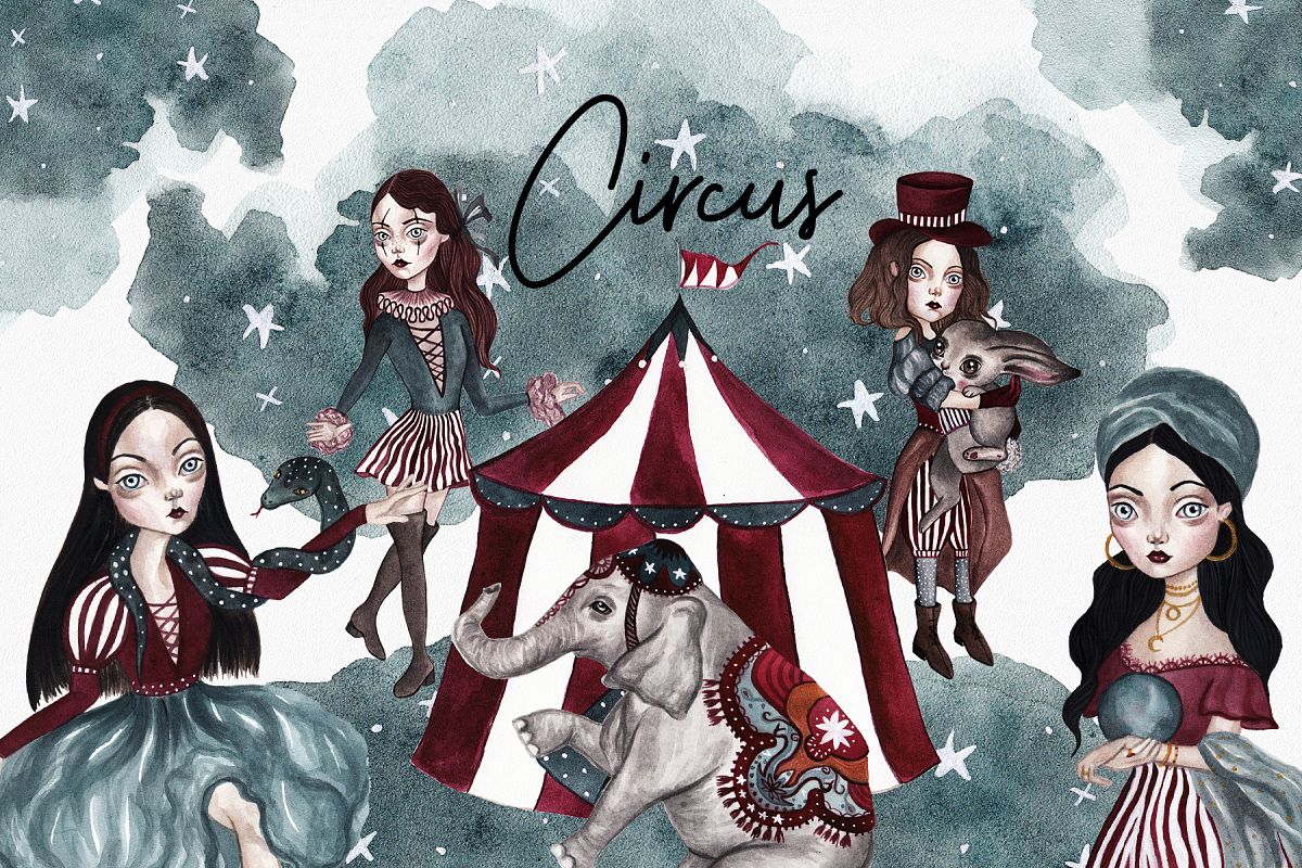 Circus Watercolor Set example image 1