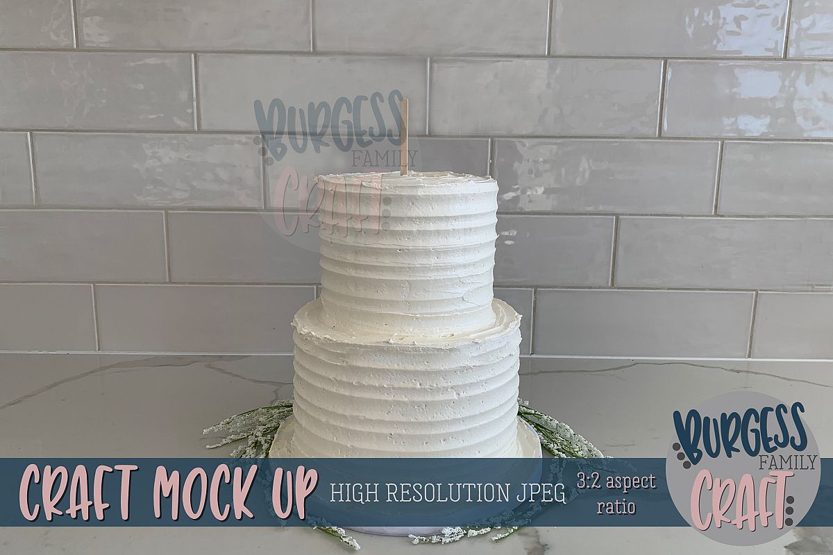Cake topper white flowers Craft mock up | High Res JPEG example image 1