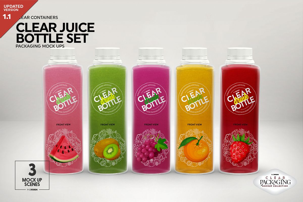 Juice Bottle Set Packaging MockUp example image 1