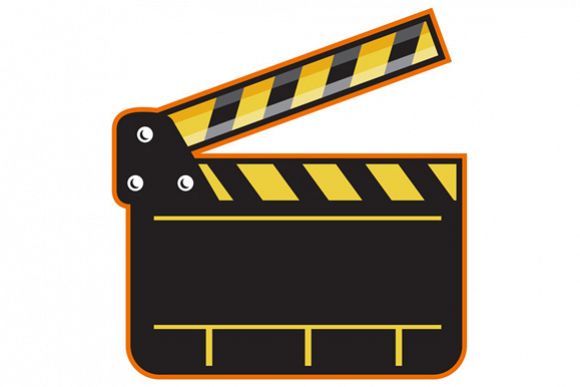 Movie Camera Slate Clapper Board Open Retro example image 1
