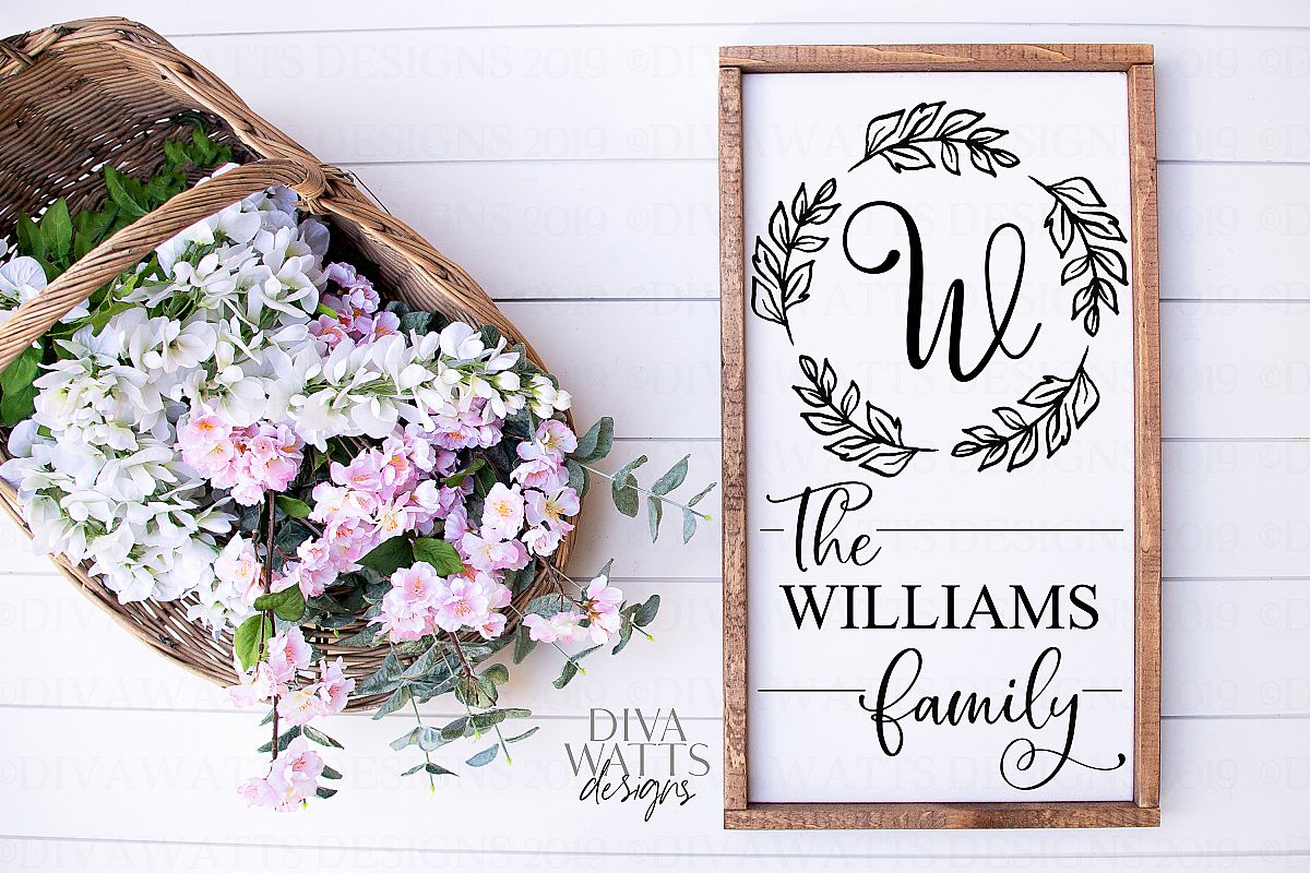 Farmhouse Monogram Last Name Cutting File SVG Sign example image 1