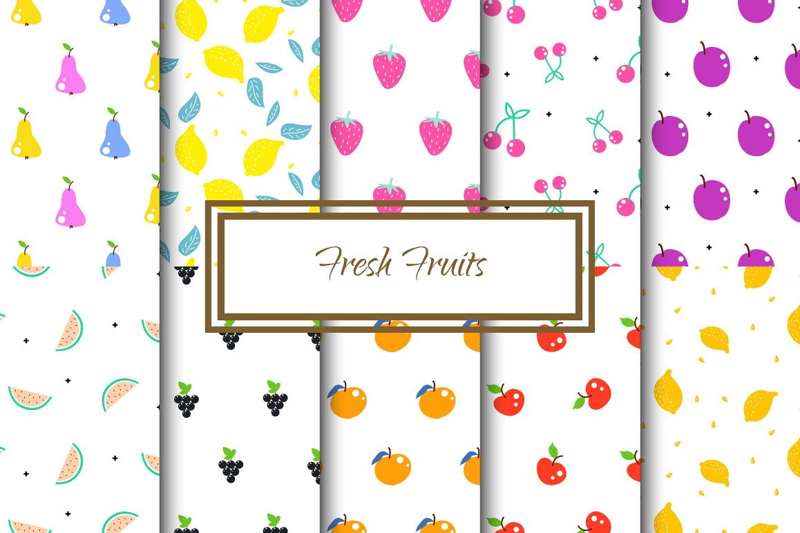 Fresh Fruits - Seamless Patterns example image 1