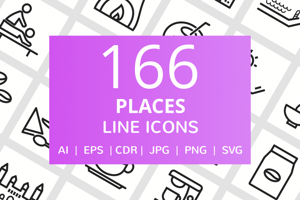 166 Places Line Icons example image 1