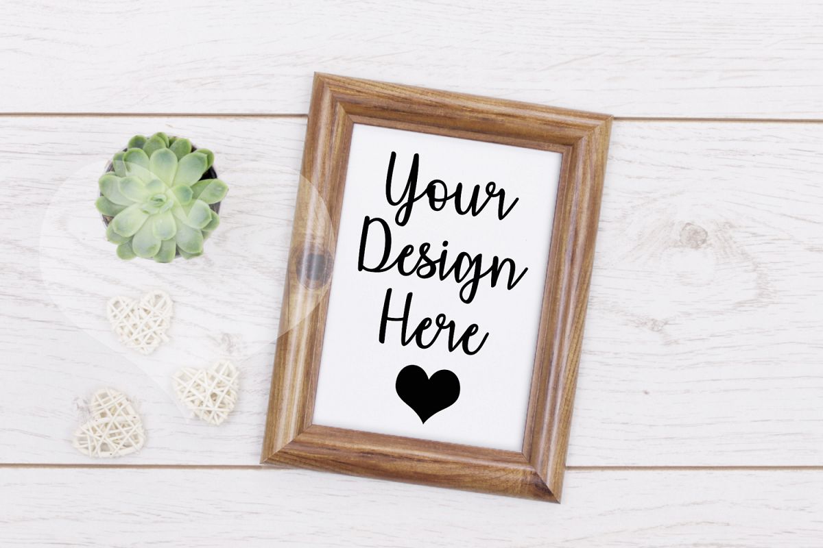 Styled Frame Mockup, Dark Oak Frame Mockup, Stock Photo example image 1
