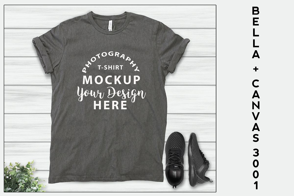 Bella Canvas 3001 T-shirt mock-up, color ASPHALT example image 1