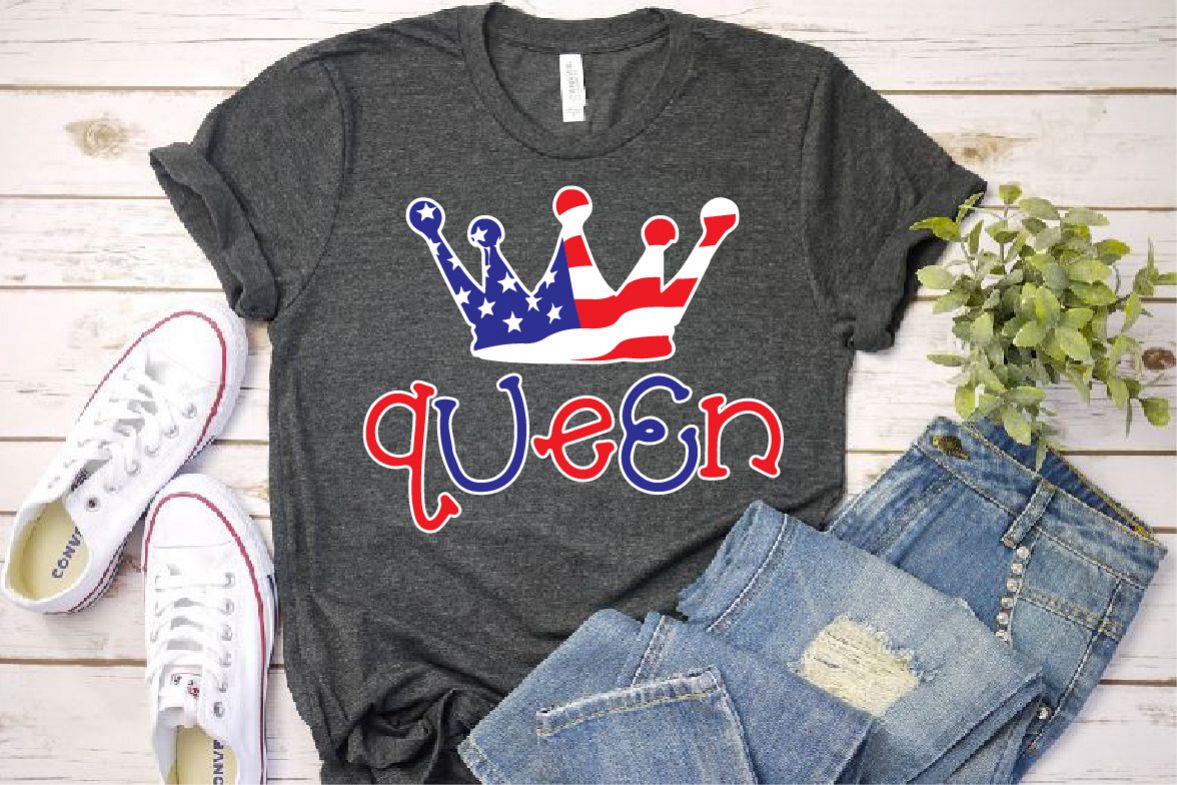 Queen Crown USA Flag SVG Royal 4th July Tiara 1265S example image 1