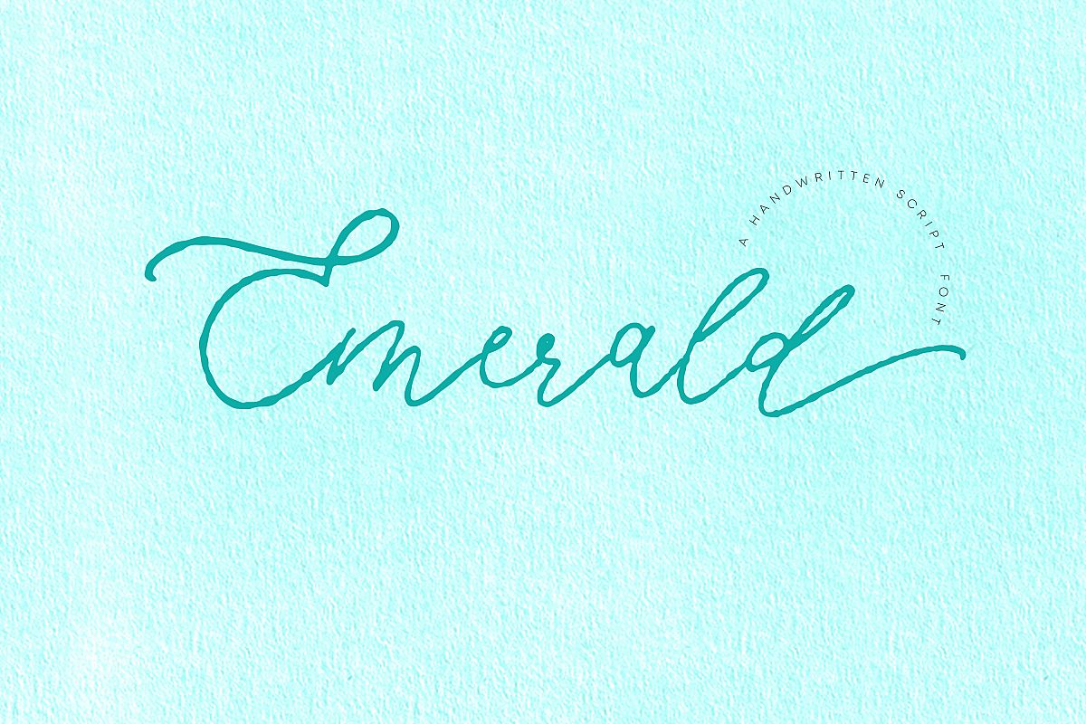Emerald, imperfect modern calligraphy script example image 1