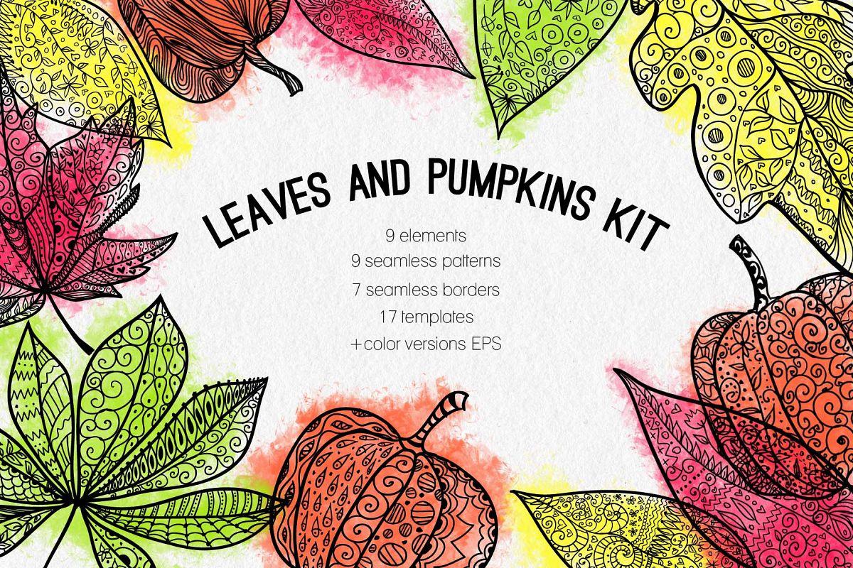 Leaves and pumpkins kit EPS example image 1
