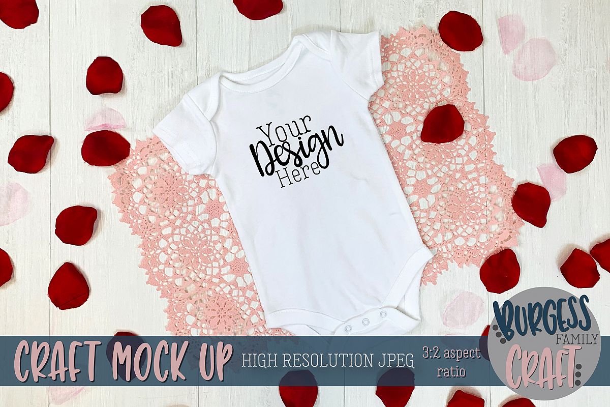 Valentine white baby bodysuit Craft mock up example image 1