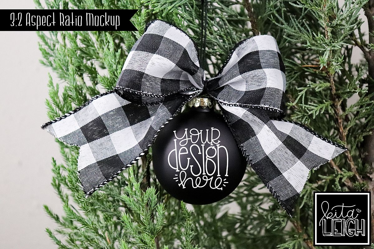 Buffalo Check Round Chalkboard Ornament Mockup example image 1