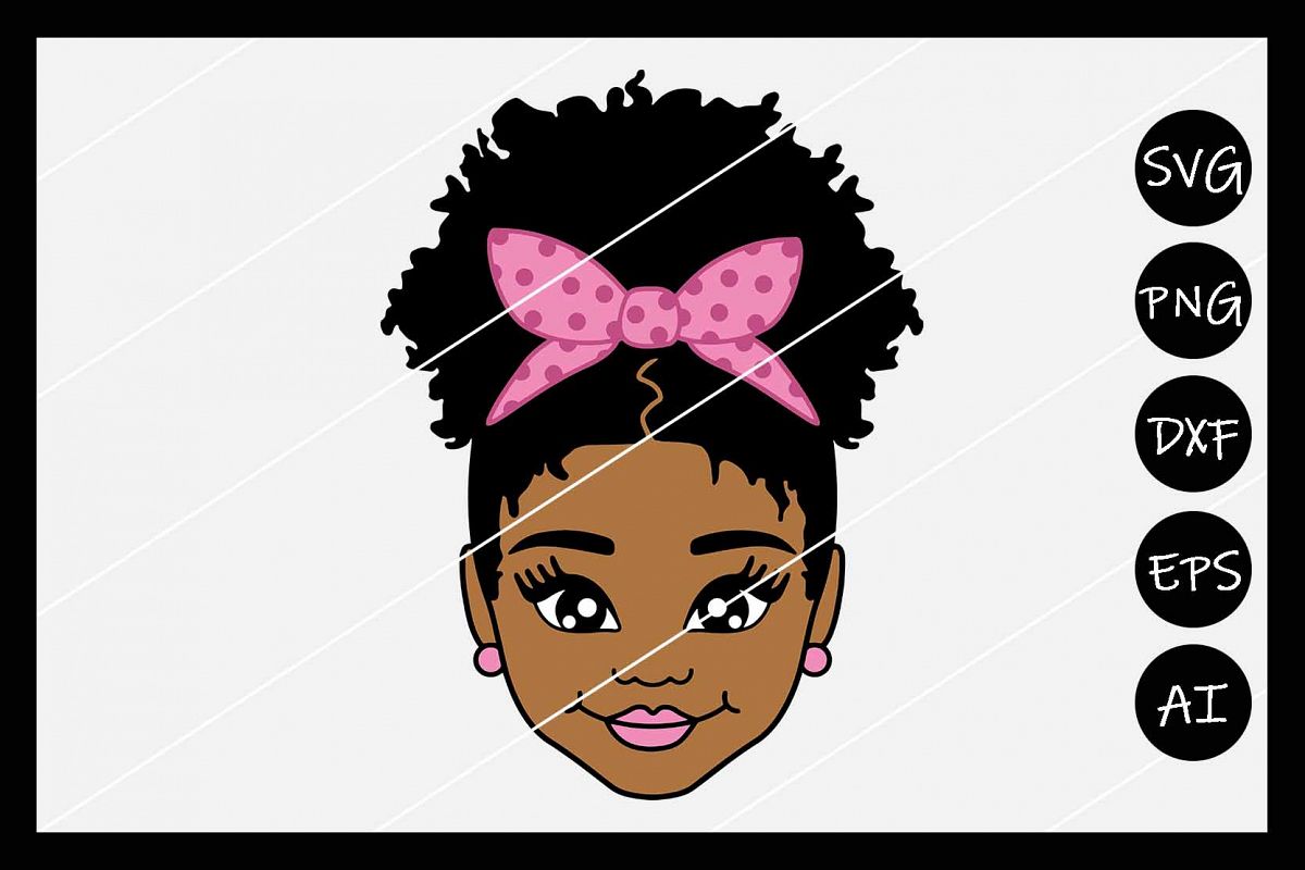 African American Afro Girl Puff SVG, Silhouette Cameo, Cut example image 1