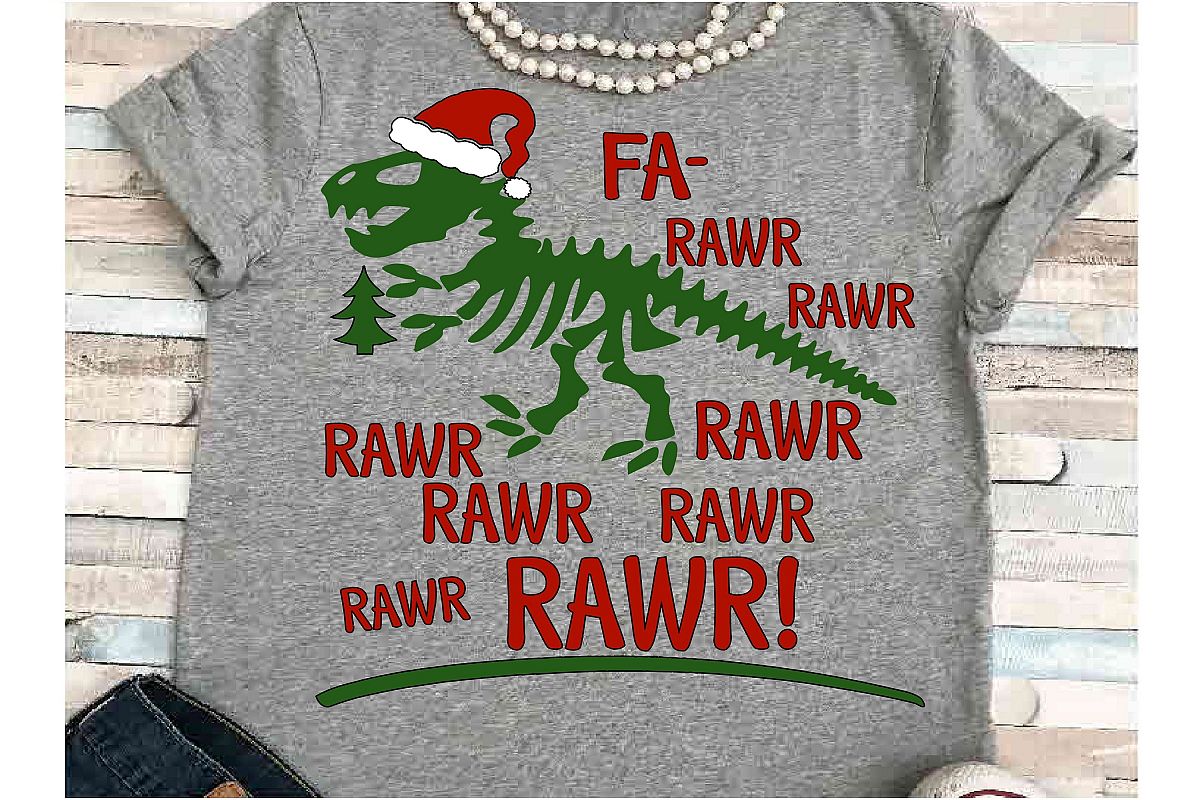 Dino SVG DXF JPEG Silhouette Cameo Cricut Dinosaur Christmas example image 1