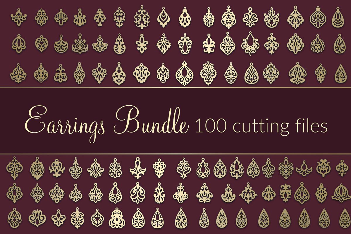 100 SVG Earrings Bundle VOL.2 Dxf Eps Cricut cutting file example image 1