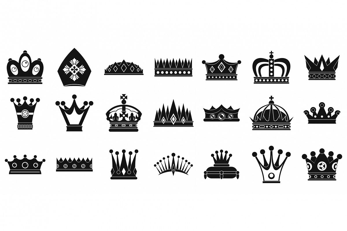 Crown icon set, simple style example image 1