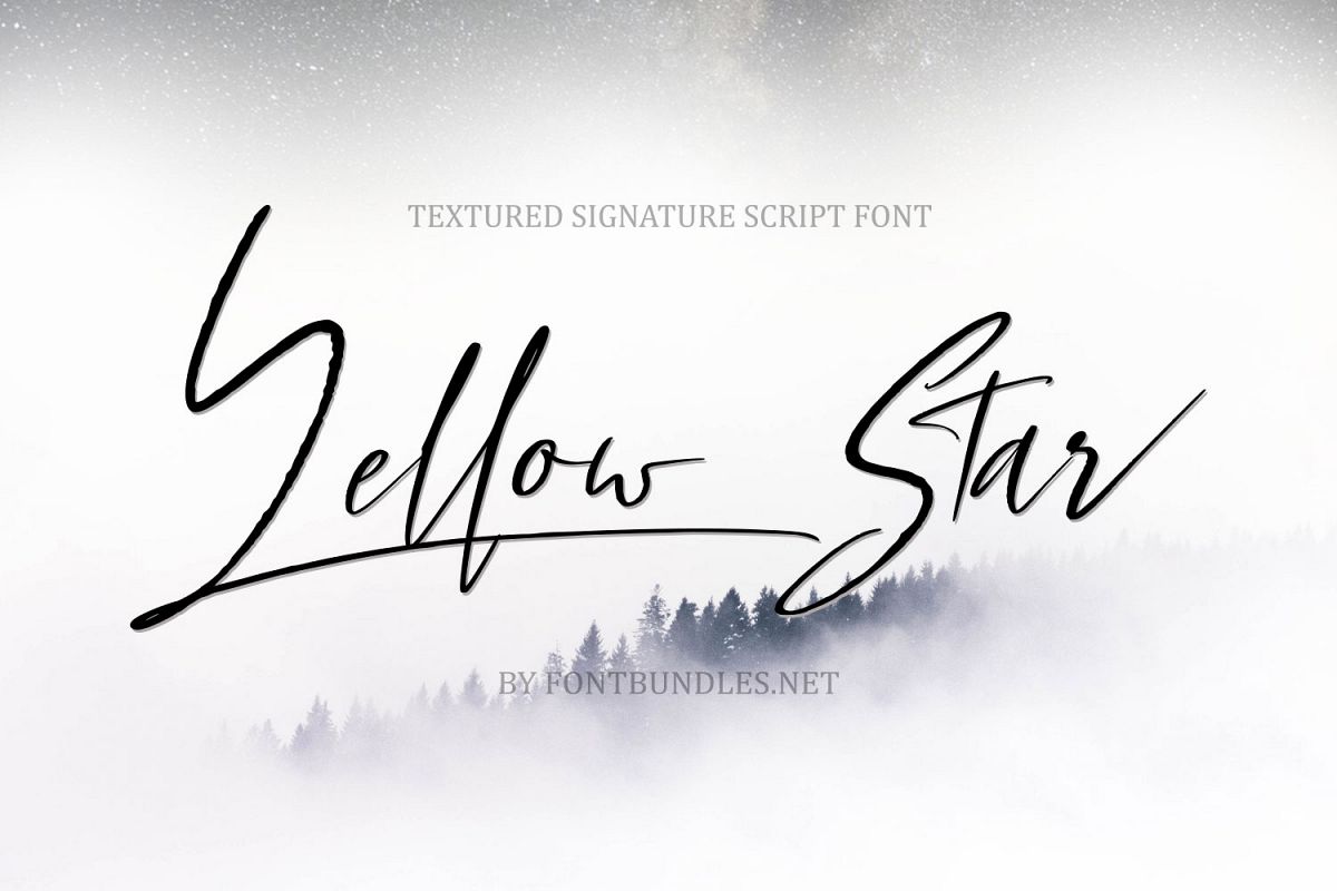 Yellow Star. Textured Signature Script Font example image 1