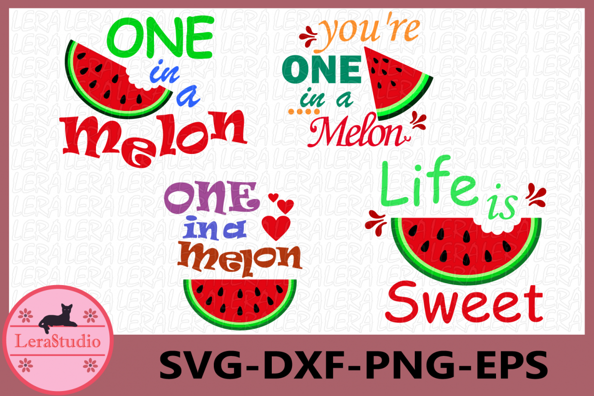 One in a Melon Svg, Life Is Sweet SVG, Summer, Watermelons example image 1