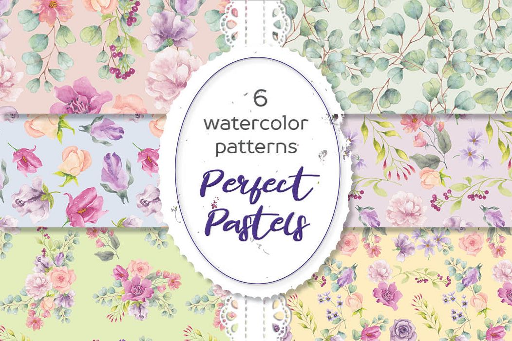 Perfect pastels watercolor patterns example image 1