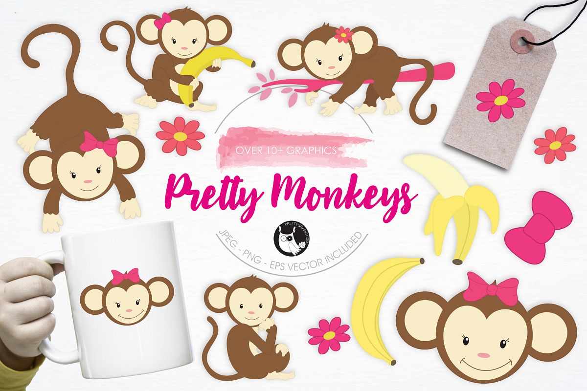 Pretty Monkeys graphics and illustrations example image 1