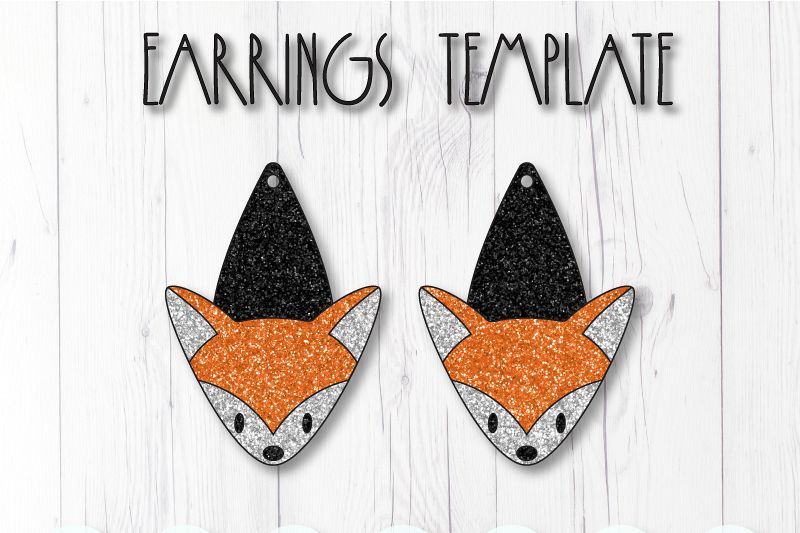 Fox earrings template SVG, DIY earrings template example image 1