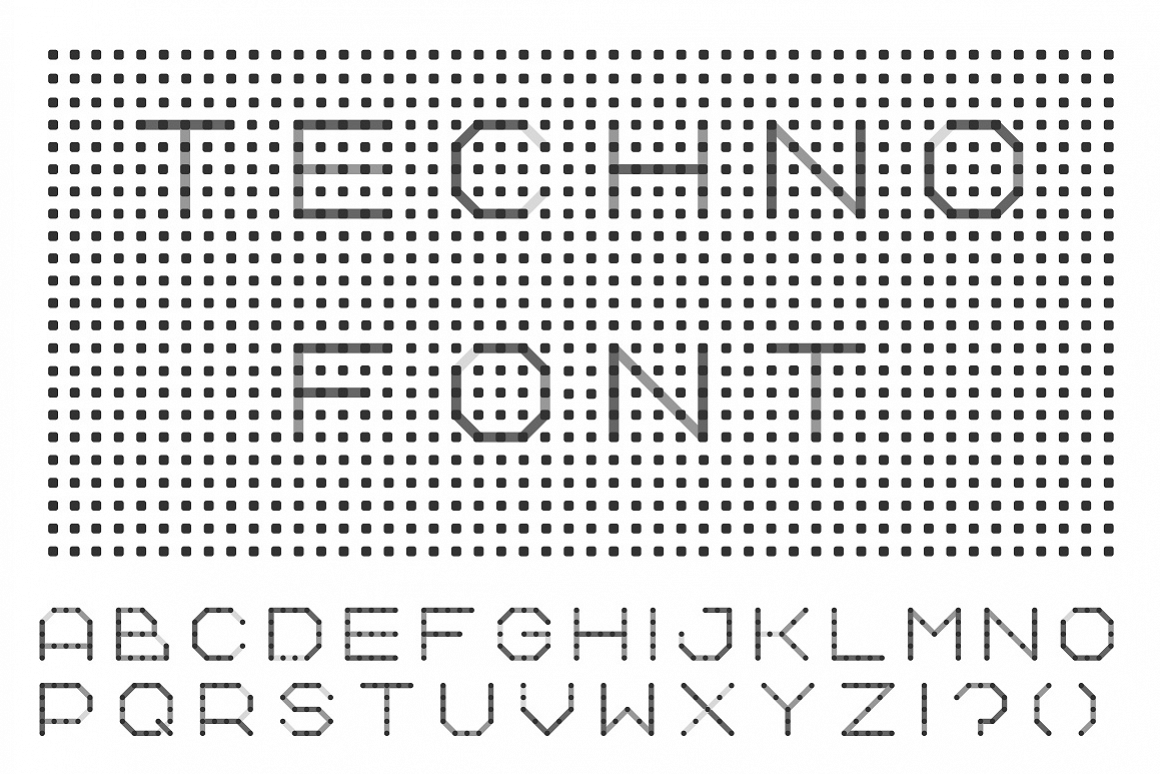 Dotted font - digital techno design example image 1