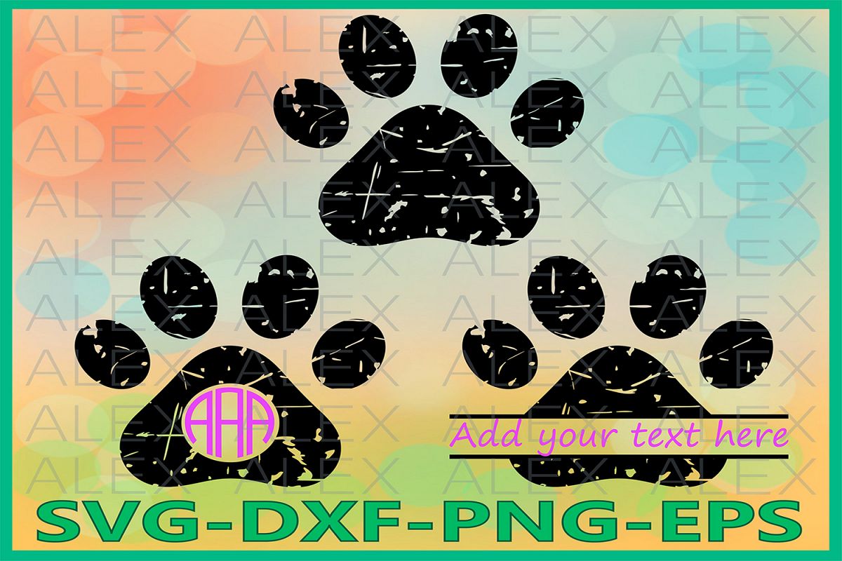 Paws Grunge Svg, Dog Svg, Cricut Files, Dog Paws Svg Files example image 1