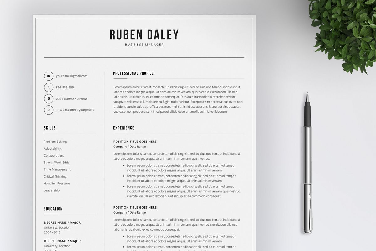 Resume Template and Cover Letter / 4 Pages example image 1