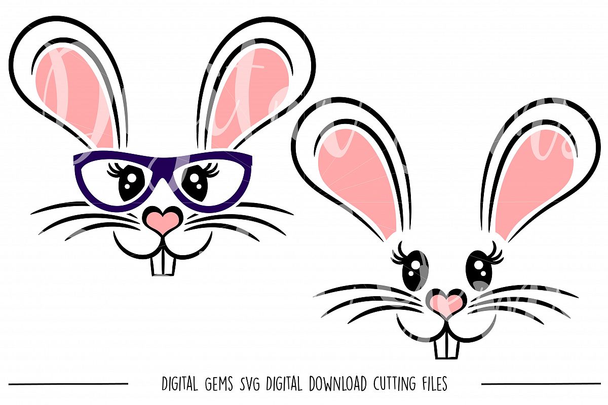 Rabbit Faces SVG / DXF / EPS / PNG files example image 1