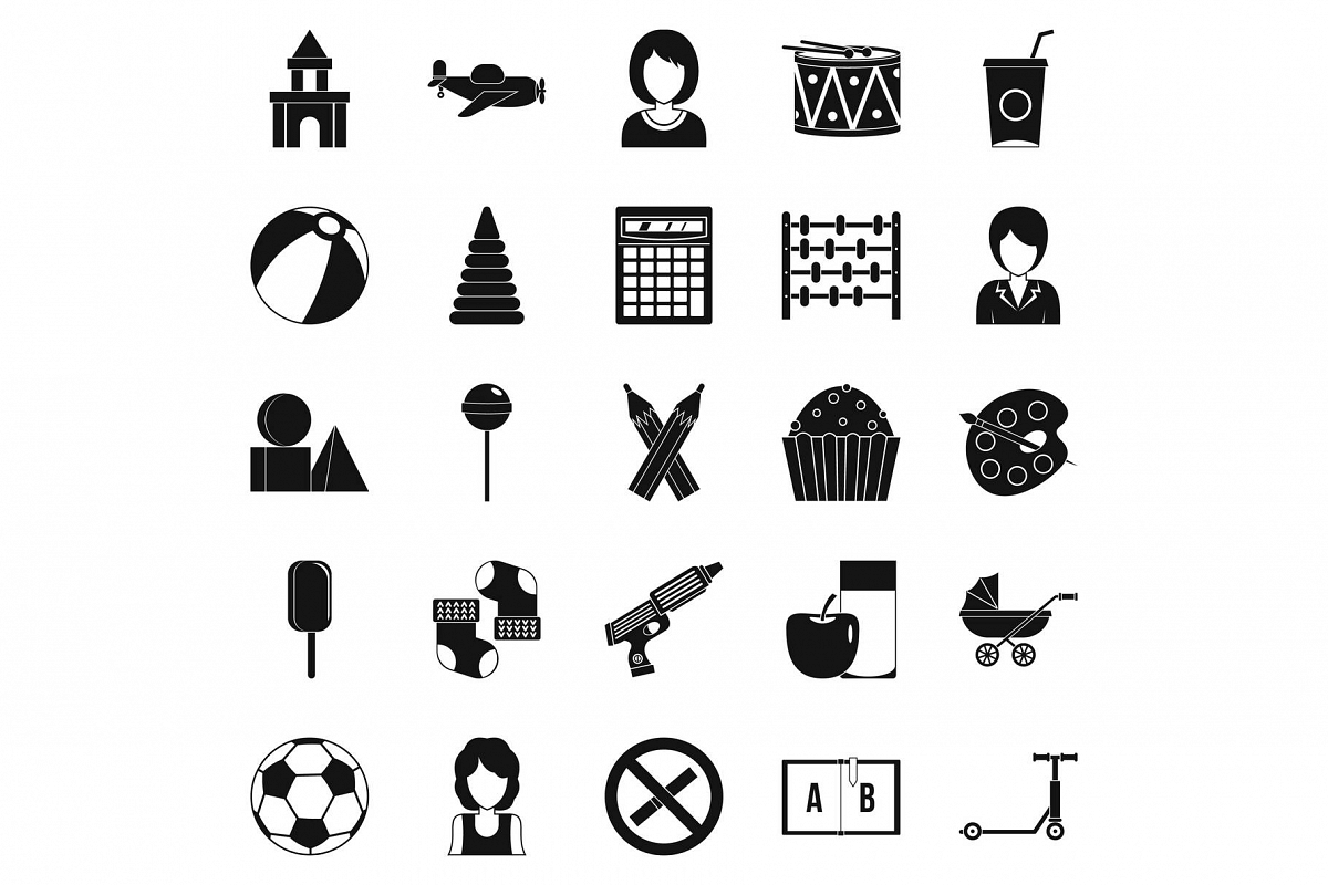Children center icons set, simple style example image 1