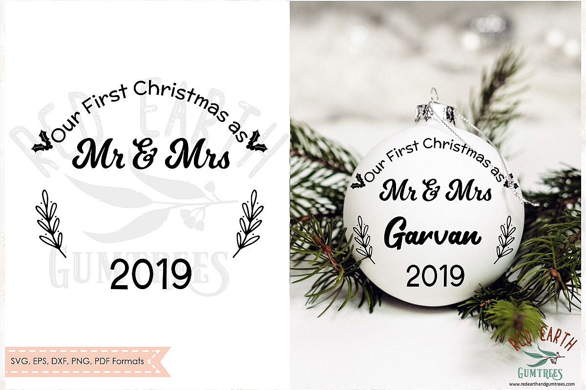 Our First Christmas as mr and Mrs, Newlyweds SVG,DXF,PNG,EPS example image 1
