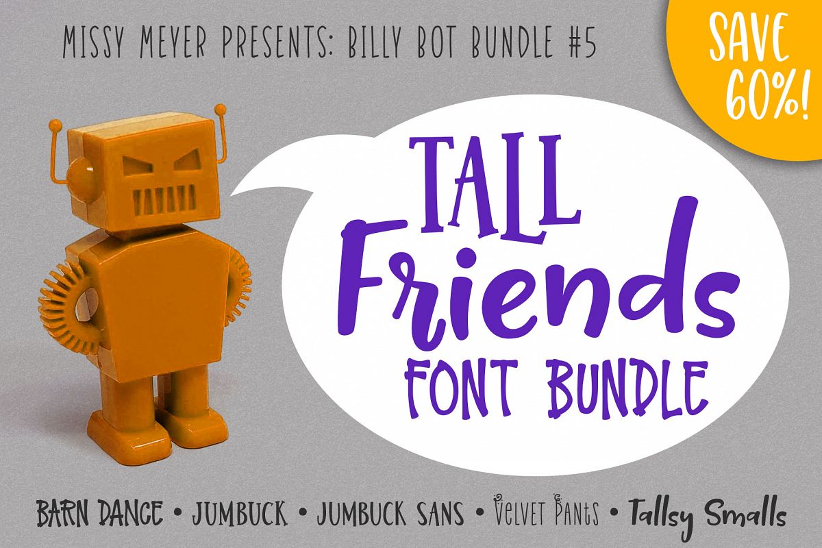 Billy Bot Bundle 5 - Tall Friends Font Bundle! example image 1