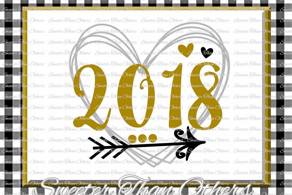 2018 Heart svg, New Year 2018 SVG example image 1