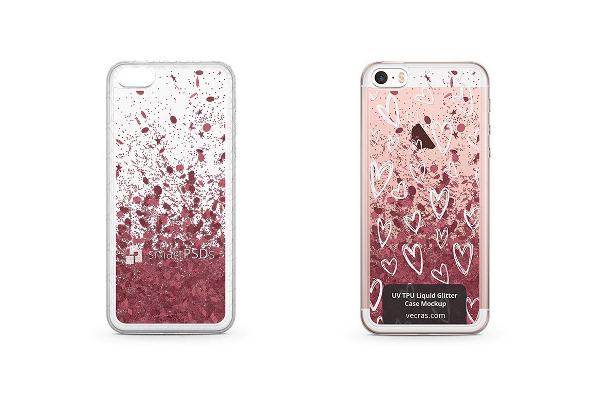 Apple iPhone 5-5S-SE UV TPU Liquid Glitter Case Mock-up example image 1