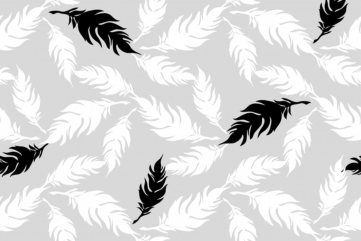Seamless vector background with decorative feathers. Cloth design, wallpaper. Textile rapport. example image 1