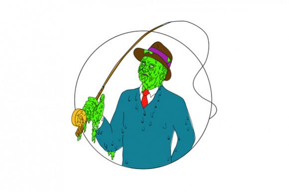 Mobster Fisherman Fly Rod Reel Grime Art example image 1