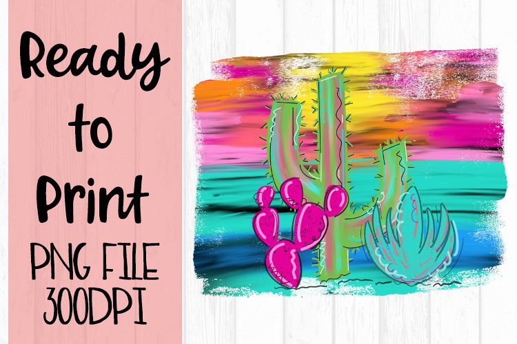 Painted Cactus Sunset Ready to Print example image 1