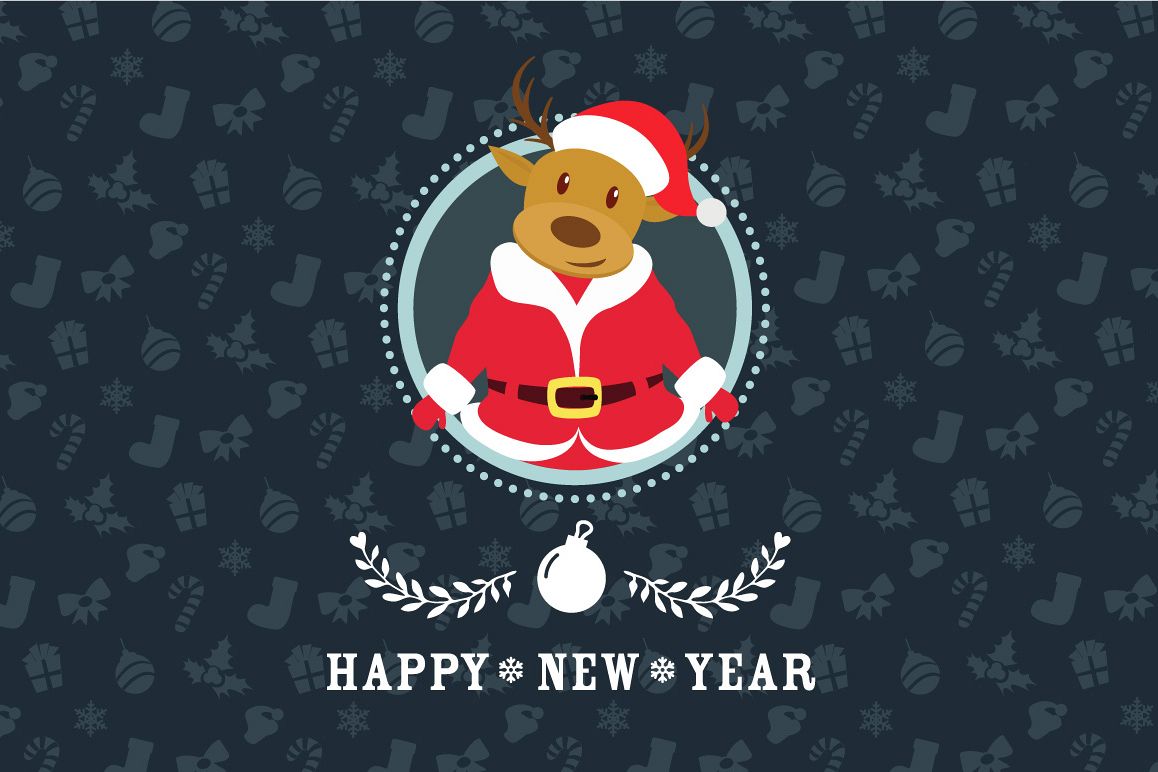 Santa Deer Christmas Card example image 1