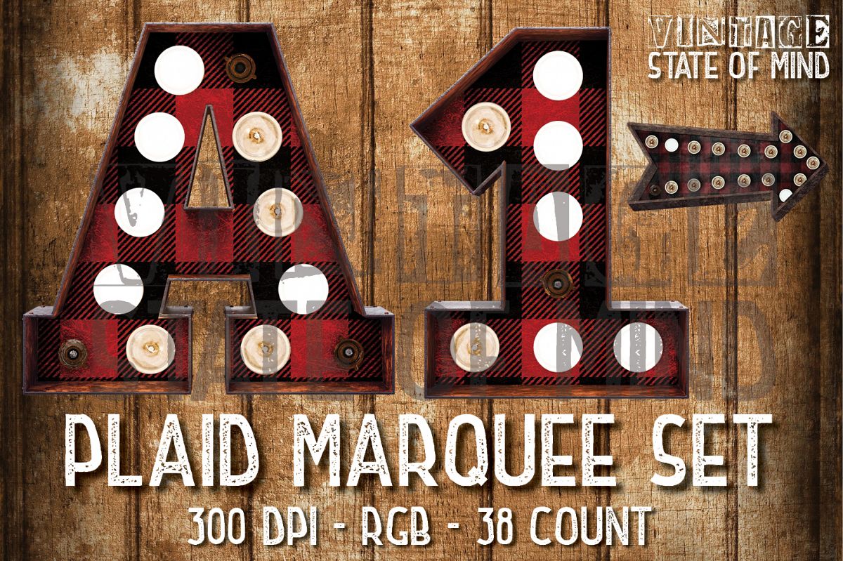 Buffalo Plaid Marquee Alphabet Letters example image 1