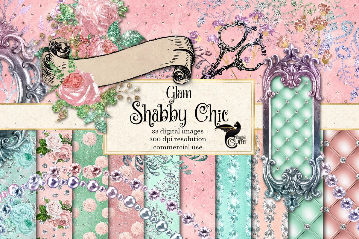 Glam Shabby Chic Digital Scrapbooking Kit example image 1