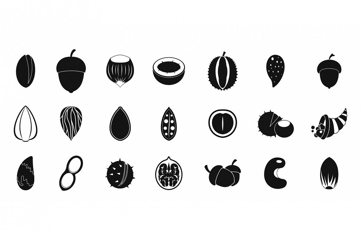 Nuts icon set, simple style example image 1