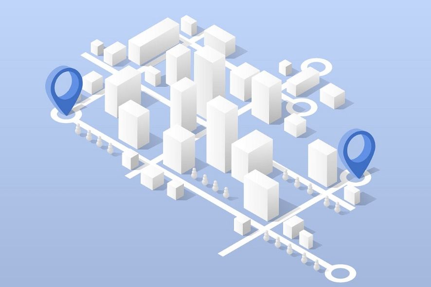 City isometric map, consisting of city skyscrapers example image 1