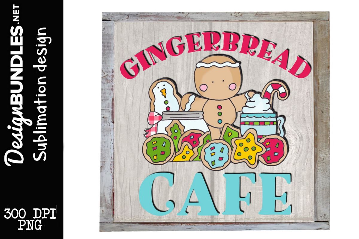 Gingerbread Cafe Sublimation Design example image 1