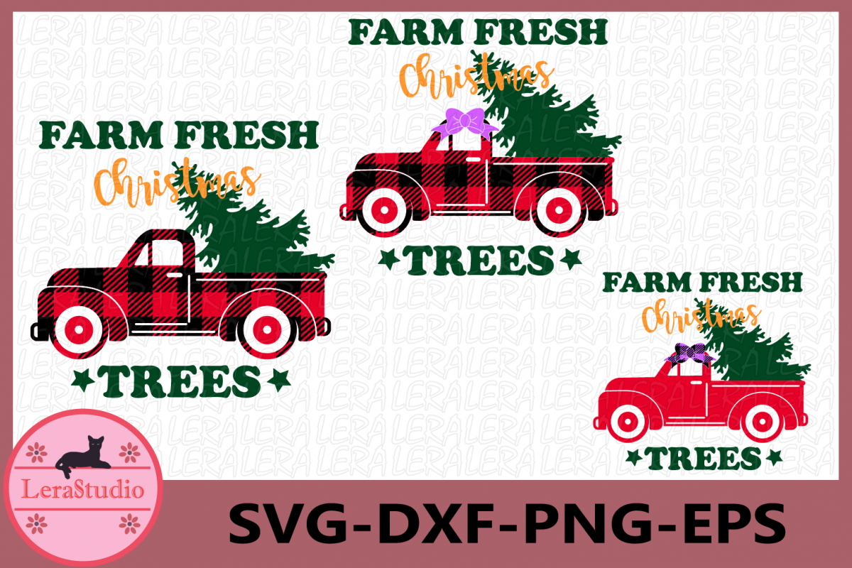 Farm Fresh Christmas Trees SVG, Christmas, Buffalo Plaid Svg example image 1
