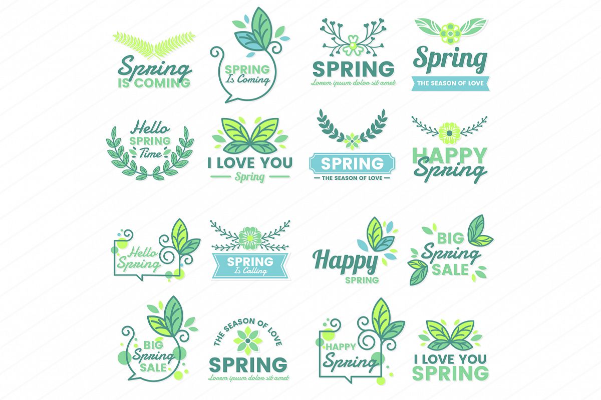 Spring Badge & Objects Vector Set example image 1